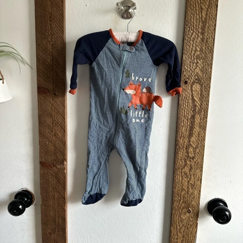 Gerber Fox Sleep and Play Zip Footies Baby Boy 3-6M